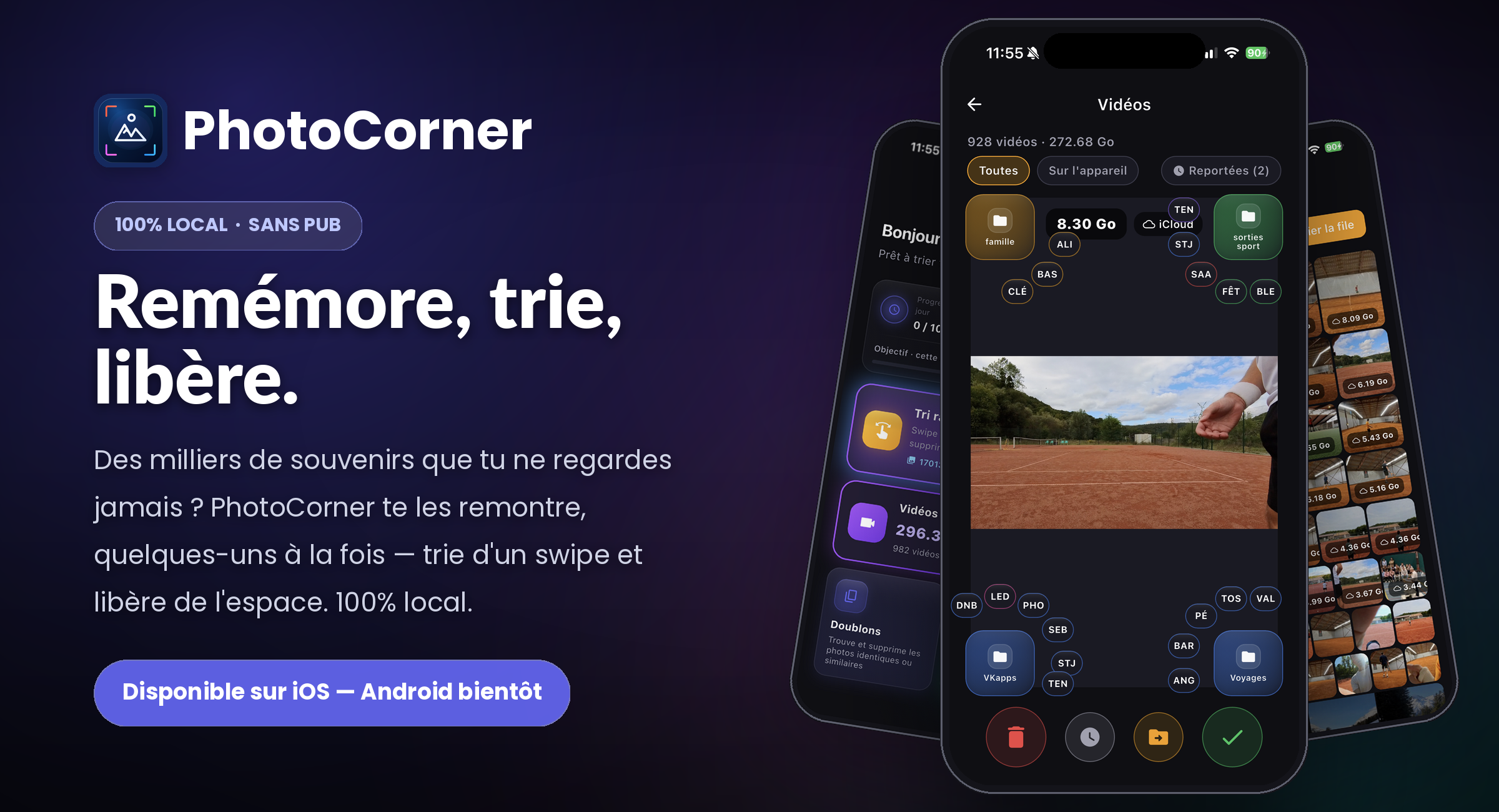 PhotoCorner — Remémore, trie, libère.