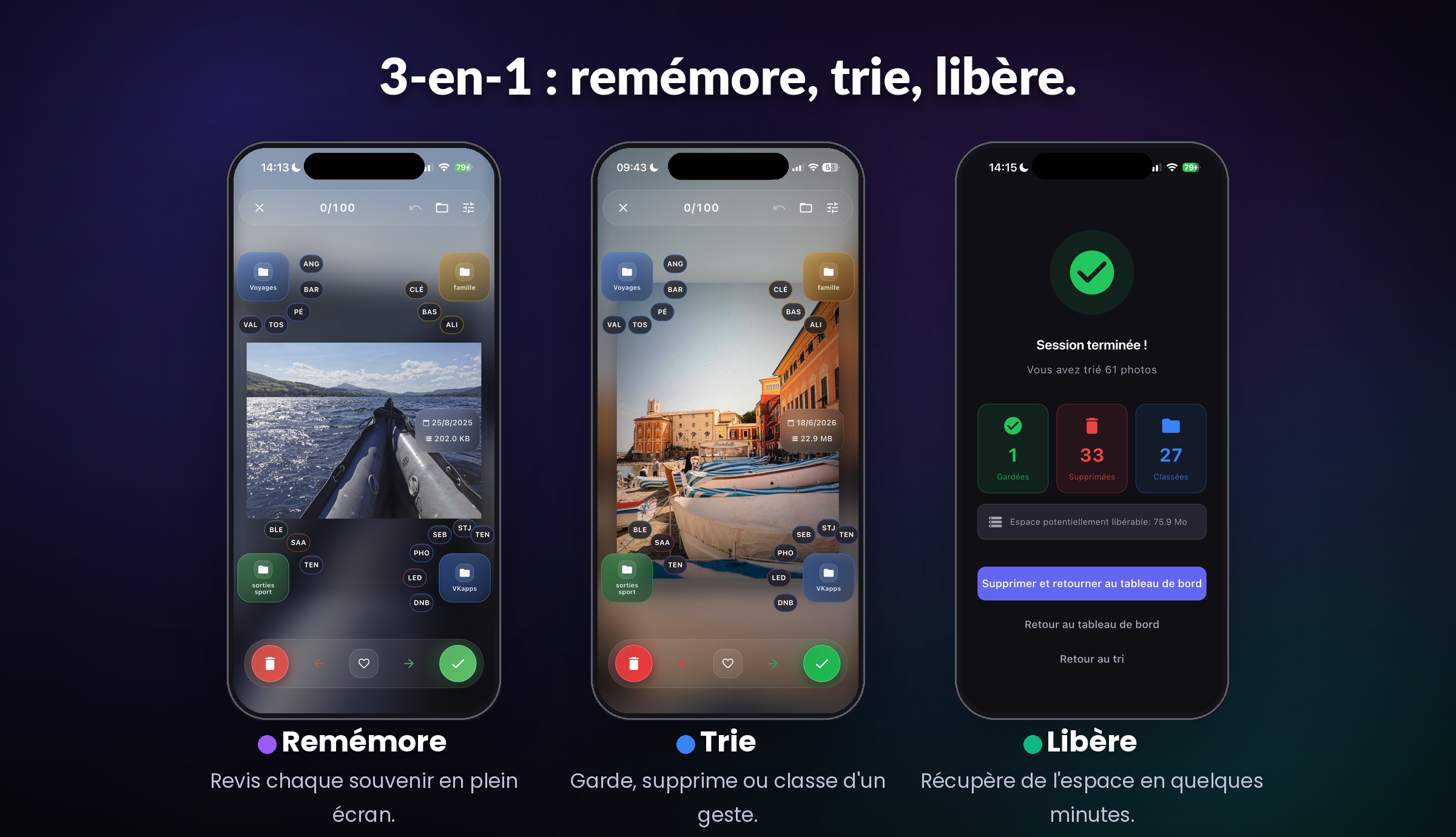 PhotoCorner — Trie tes photos en un swipe.